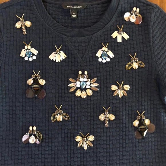 Banana Republic Jeweled Insect Basket Weave Top- Sz. XS - Picture 8 of 10